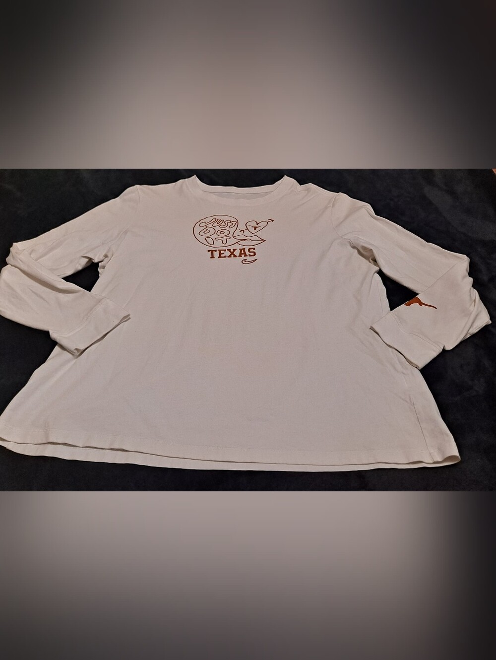 Texas Longhorns  Graphic Long-Sleeve Cotton Tee - Cream Sz XXL